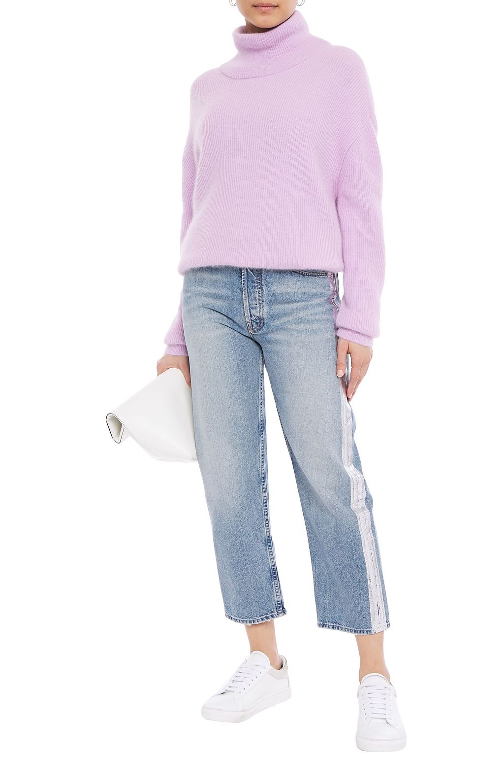 MOTHER The Thrasher cropped coated high-rise straight-leg jeans