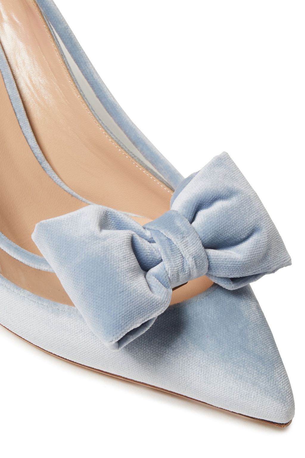 VALENTINO GARAVANI Bow-embellished velvet and PVC pumps