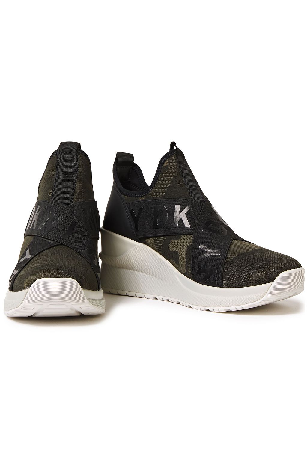 dkny camo wedge sneakers