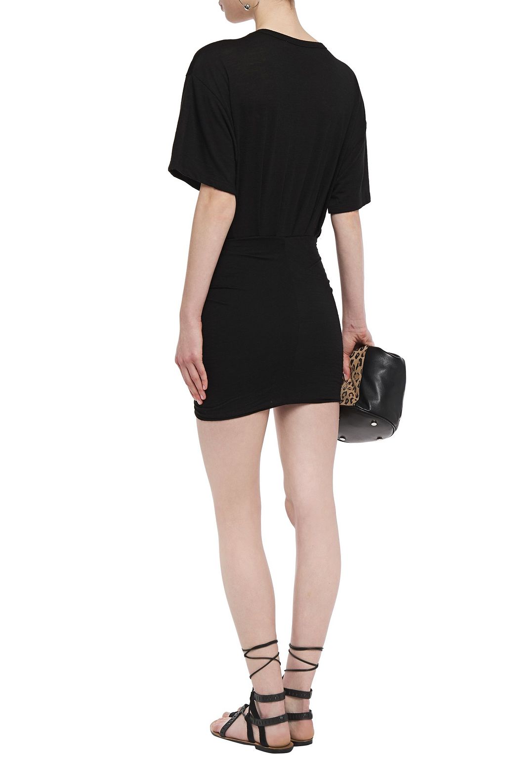 IRO Speedy braid-trimmed ruched jersey mini dress