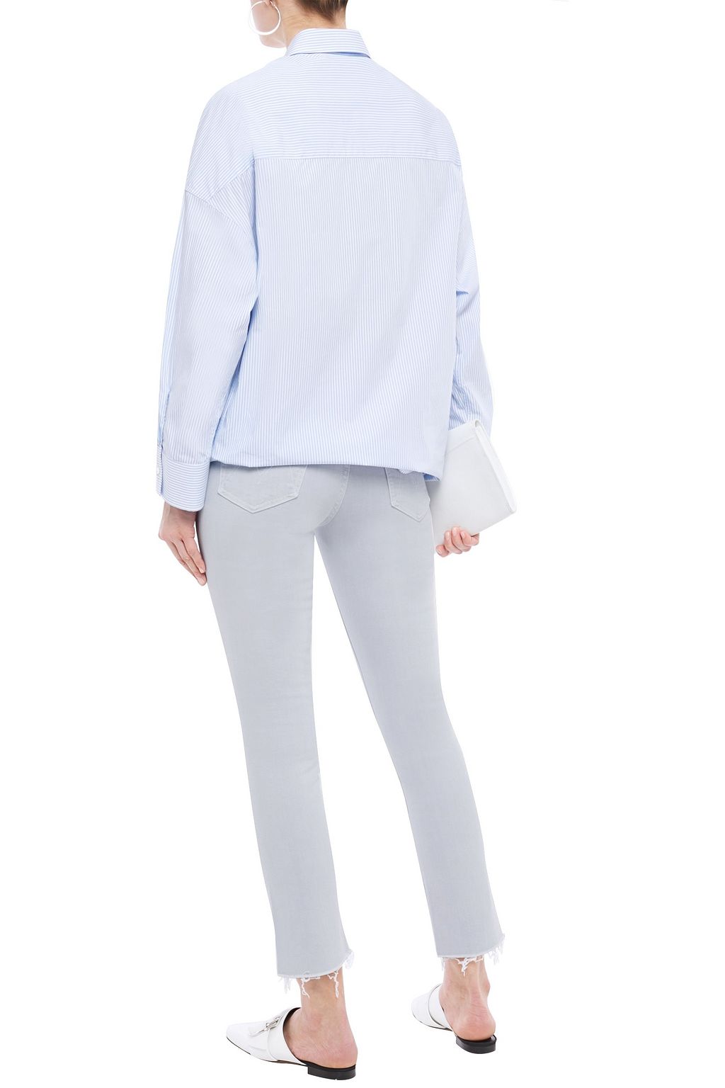 MOTHER Distressed high-rise slim-leg jeans