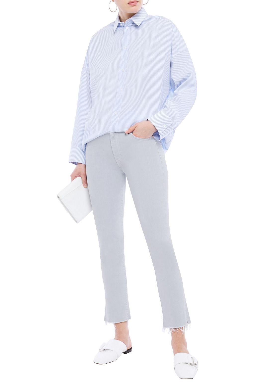 MOTHER Distressed high-rise slim-leg jeans