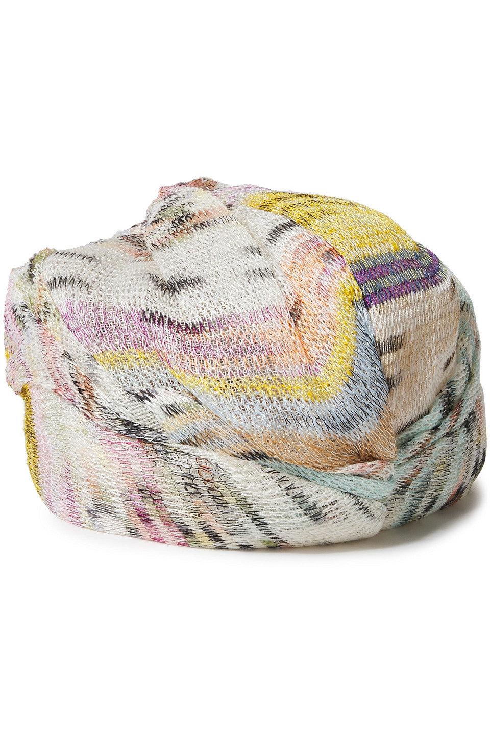 Missoni Woman Gathered Crochet-knit Linen-blend Turban Multicolor Size S