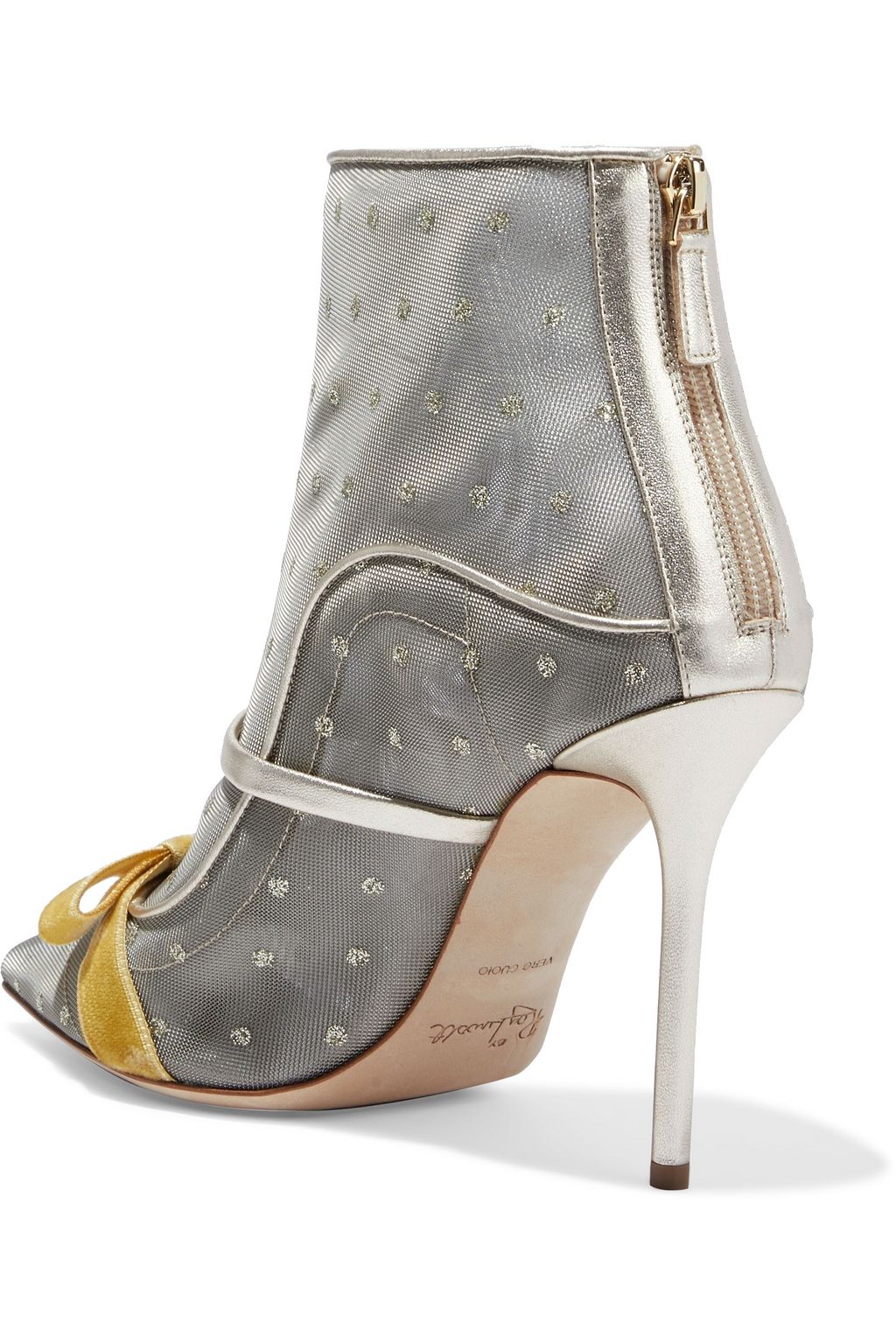 MALONE SOULIERS Claudia 100 leather-trimmed embellished mesh ankle boots