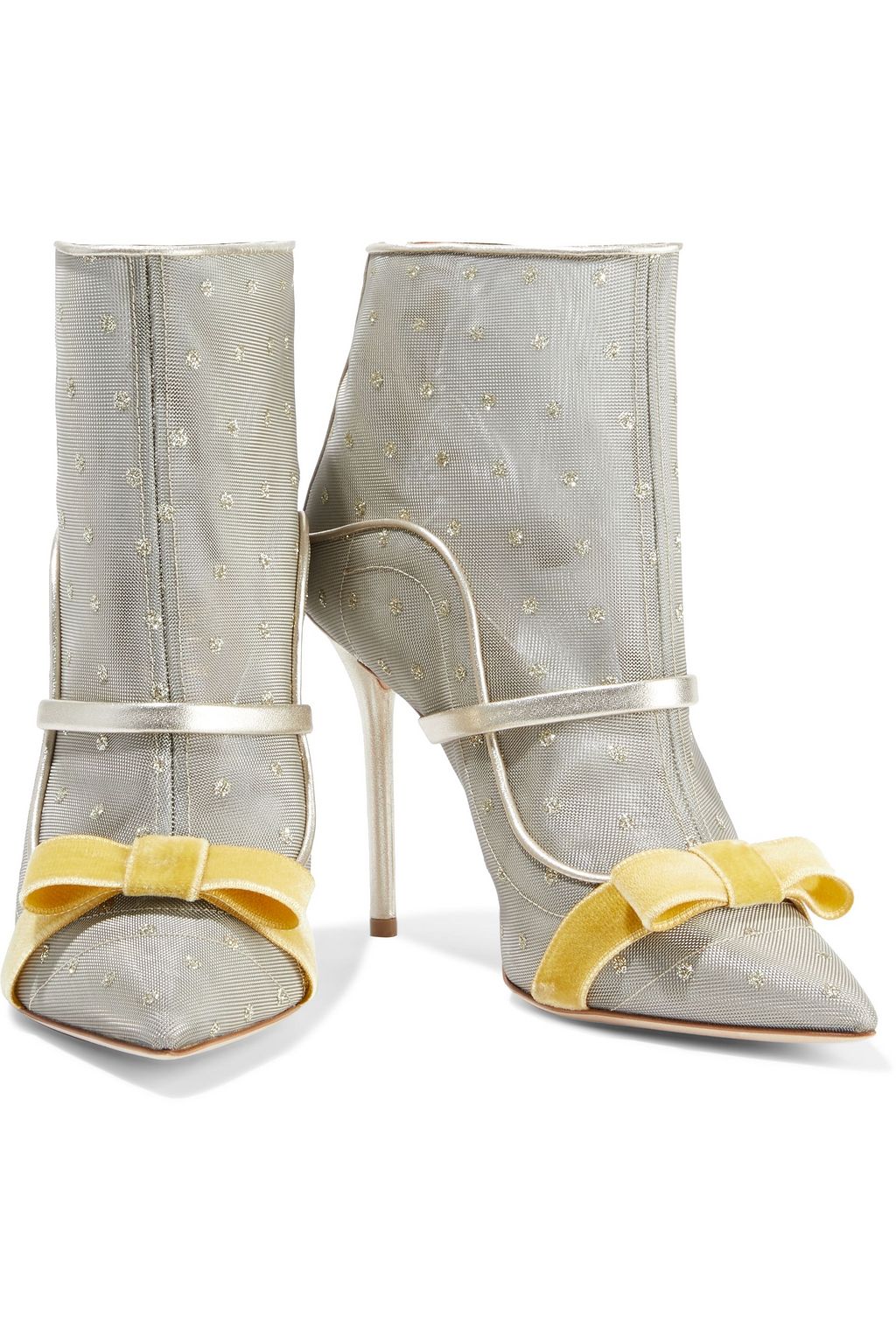 MALONE SOULIERS Claudia 100 leather-trimmed embellished mesh ankle boots