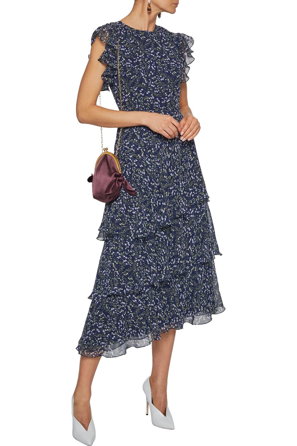 CAROLINA HERRERA Floral-Print Tiered Bustier Midi Dress - We Select Dresses