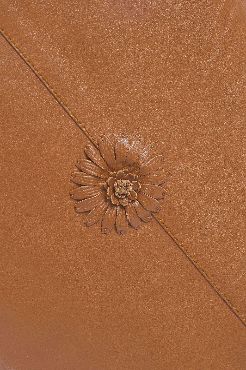 VALENTINO GARAVANI Floral-appliquéd leather midi skirt