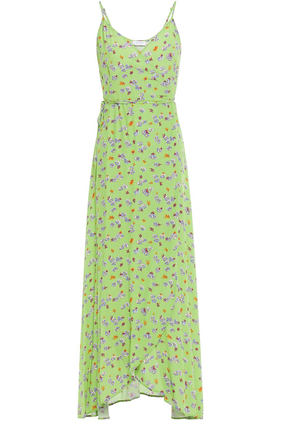floral green wrap dress
