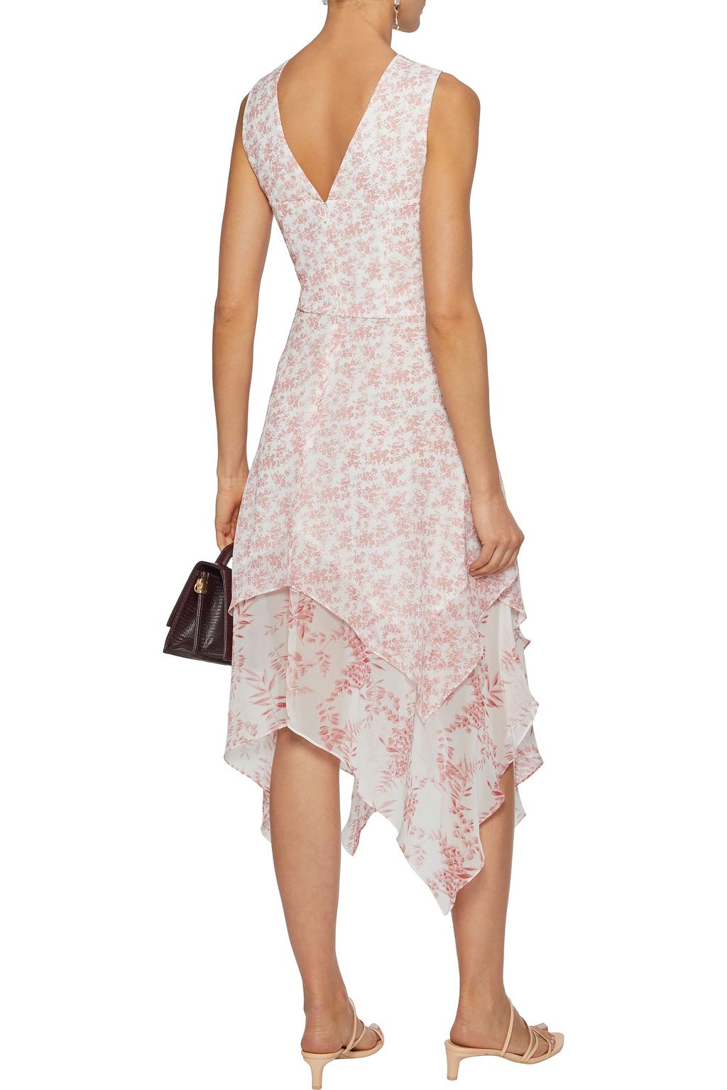 MIKAEL AGHAL Asymmetric floral-print chiffon dress