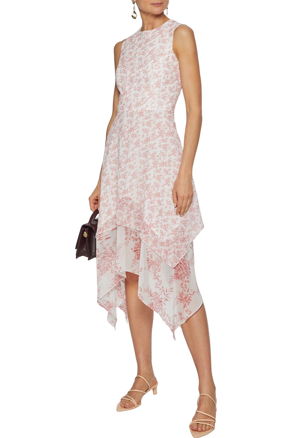 MIKAEL AGHAL Asymmetric floral-print chiffon dress