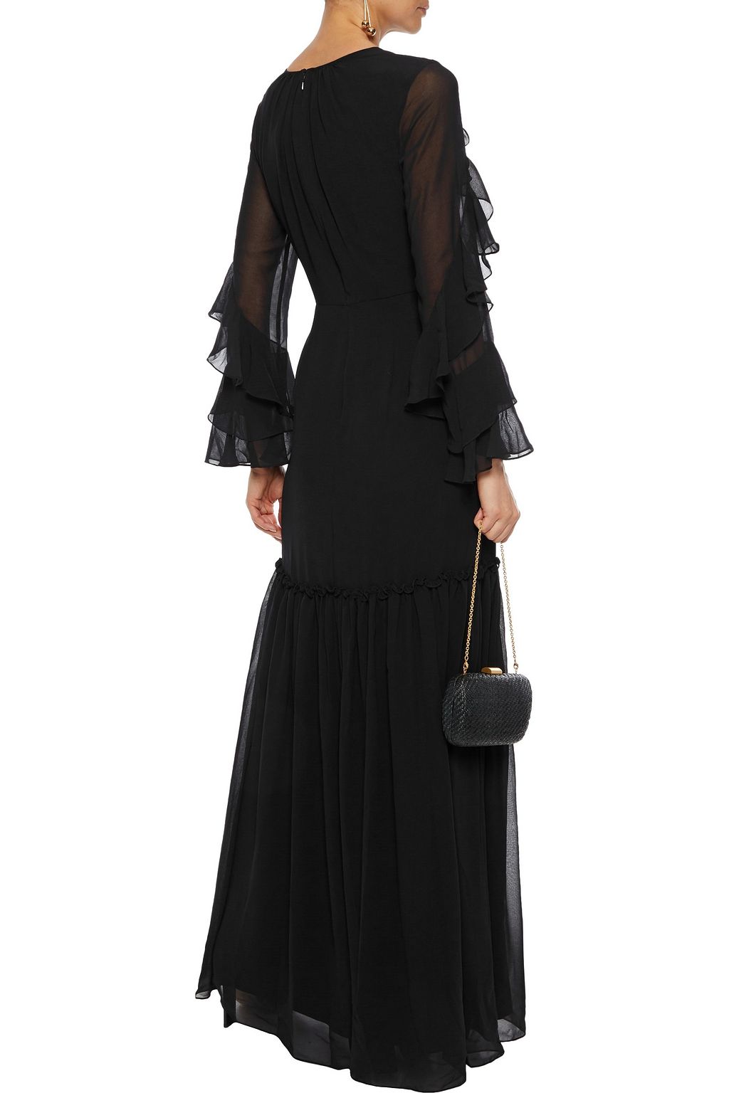 MIKAEL AGHAL Ruffle-trimmed gathered chiffon maxi dress