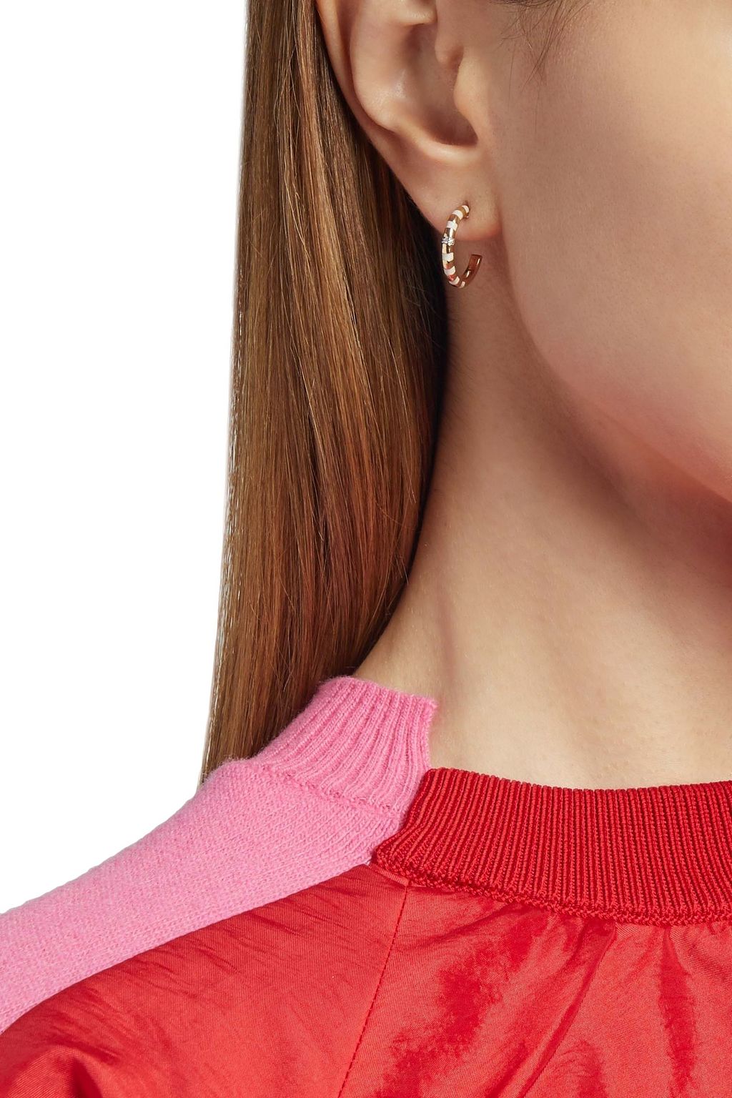 ADINA REYTER 14-karat gold, enamel and diamond hoop earrings