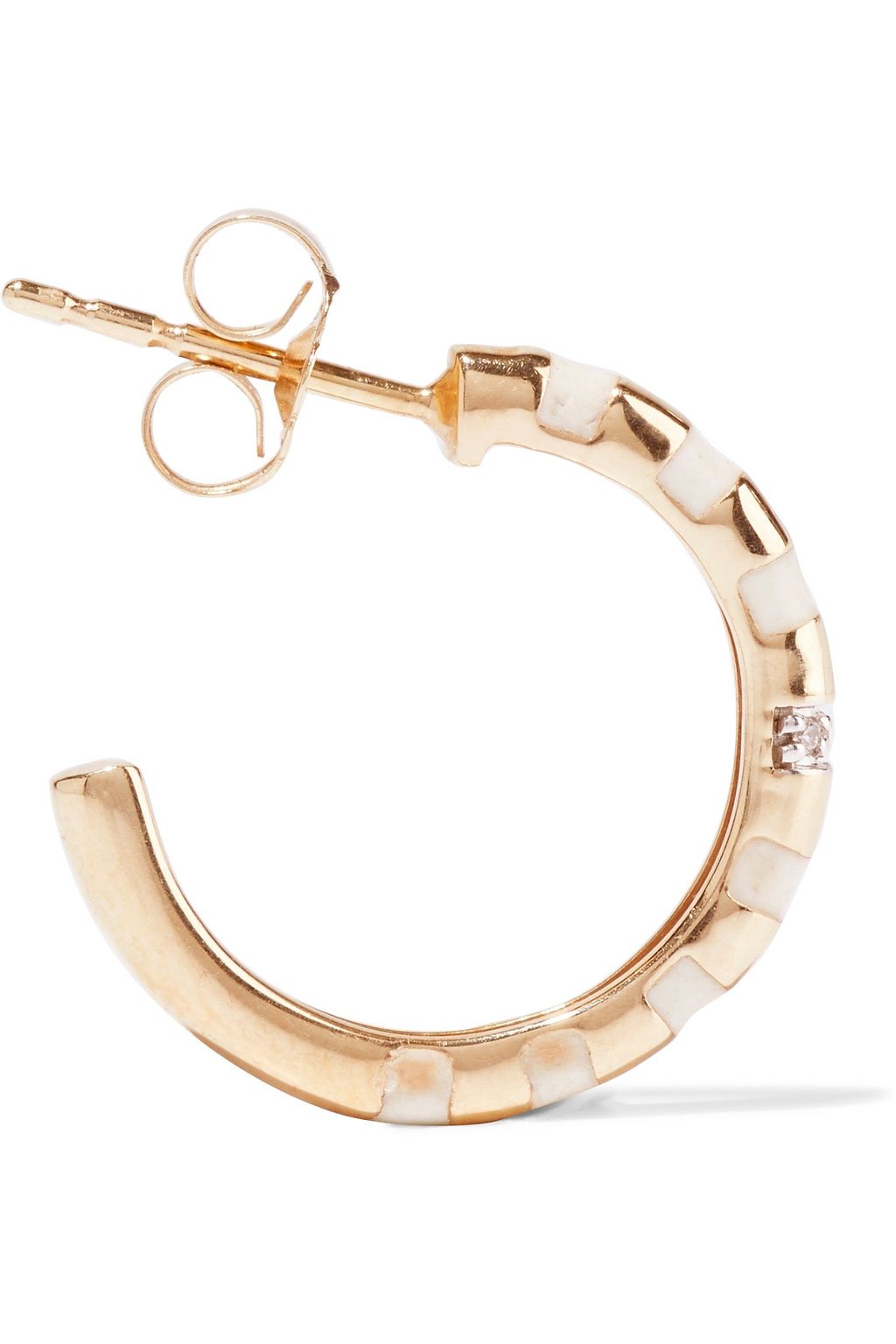 ADINA REYTER 14-karat gold, enamel and diamond hoop earrings