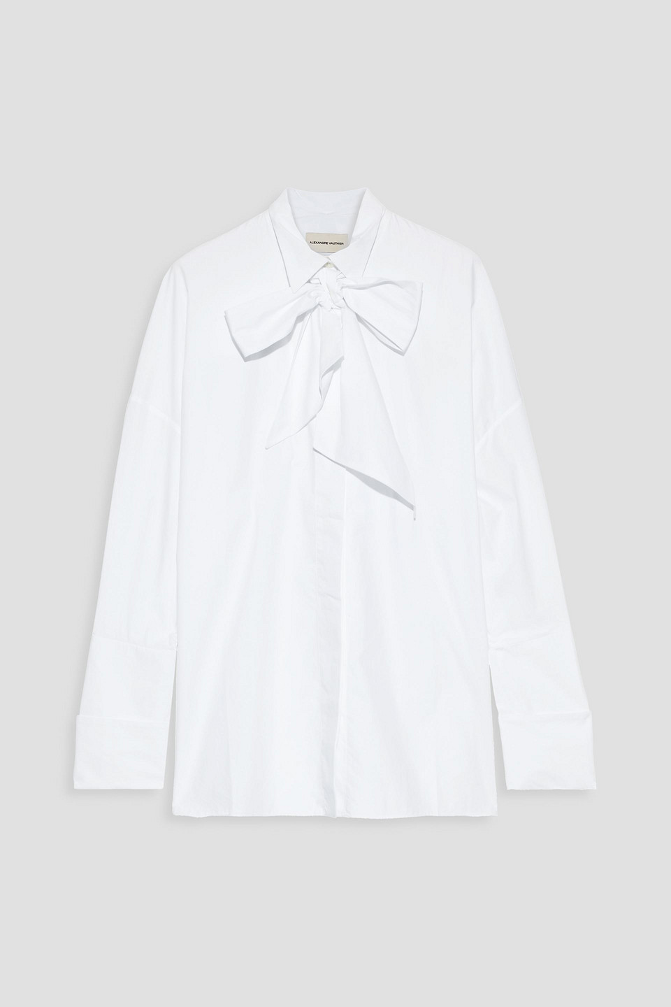 alexandre vauthier - pussy-bow cotton-poplin shirt - white - fr 36