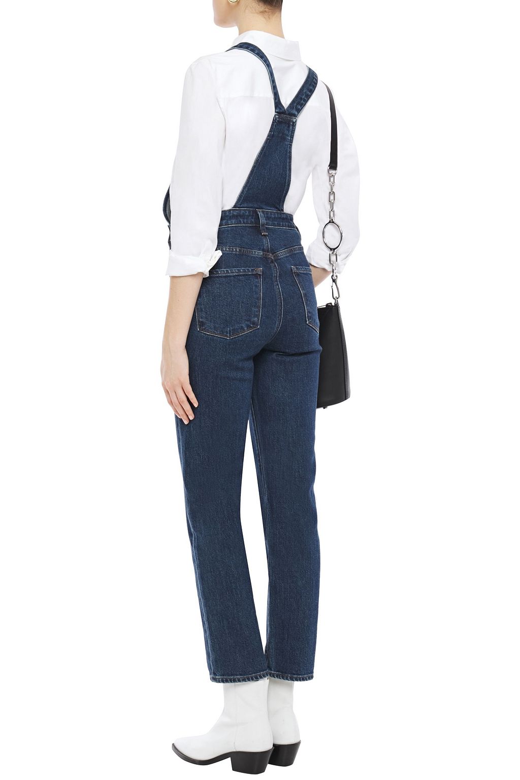 Dark denim Cropped denim overalls 