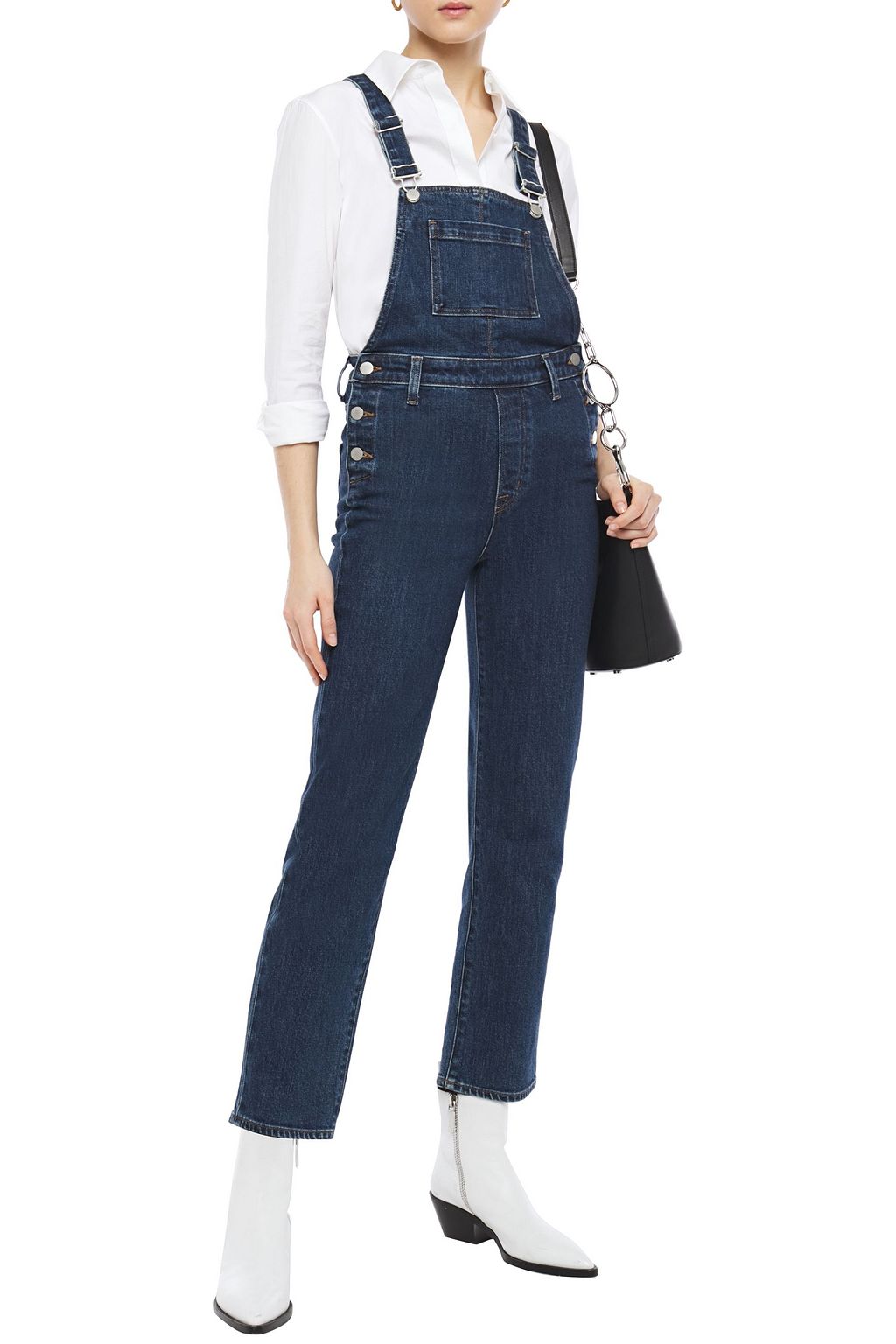 cropped denim overalls