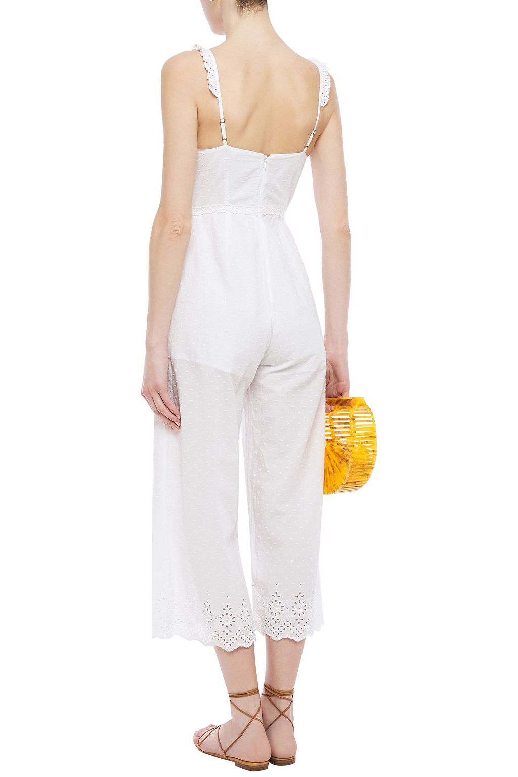 TIGERLILY Cropped broderie anglaise and Swiss-dot cotton jumpsuit