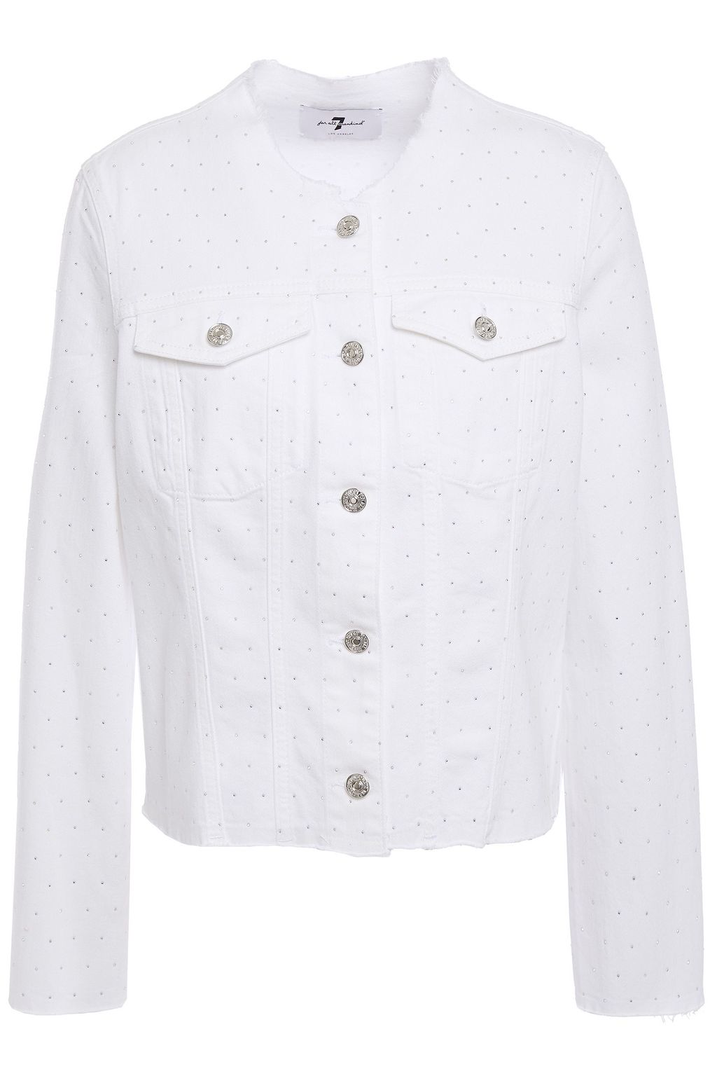 embellished white denim jacket