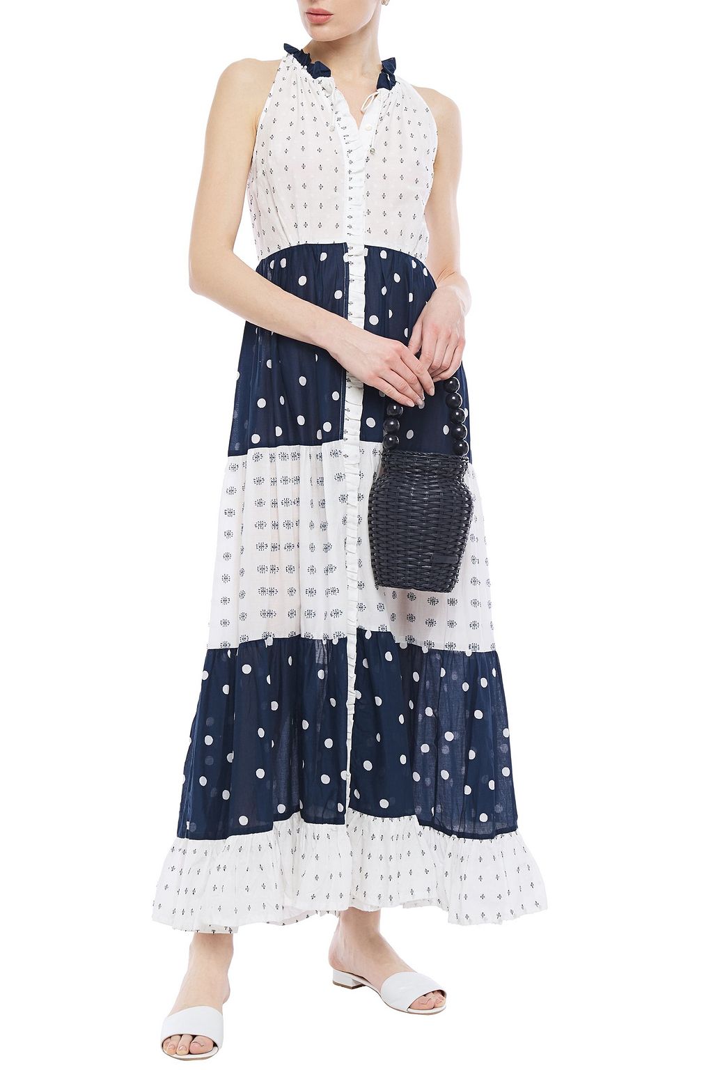 TIGERLILY Fil coupé jacquard and polka-dot cotton-voile maxi dress