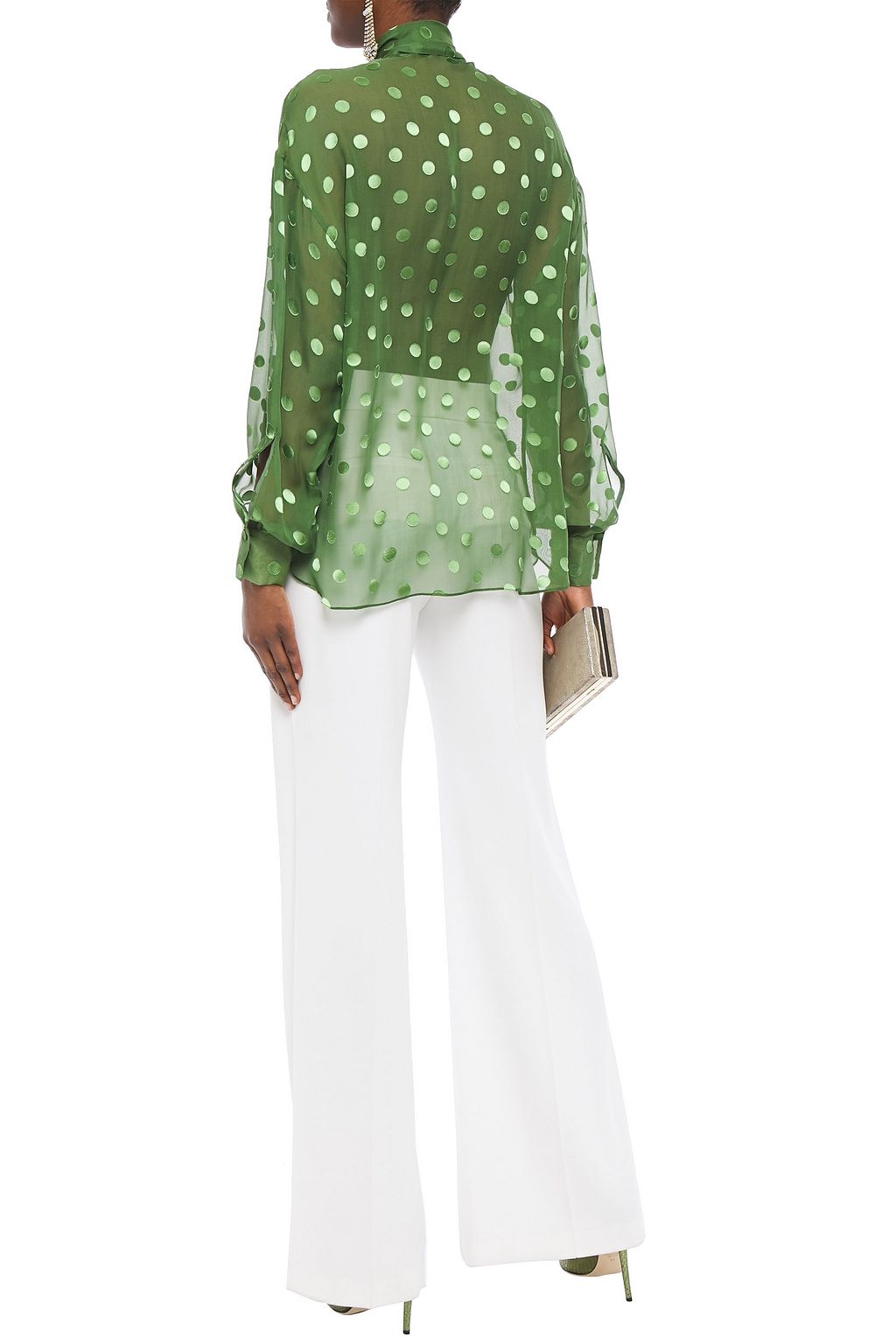 ALEXANDRE VAUTHIER Pussy-bow fil coupé silk-blend voile blouse