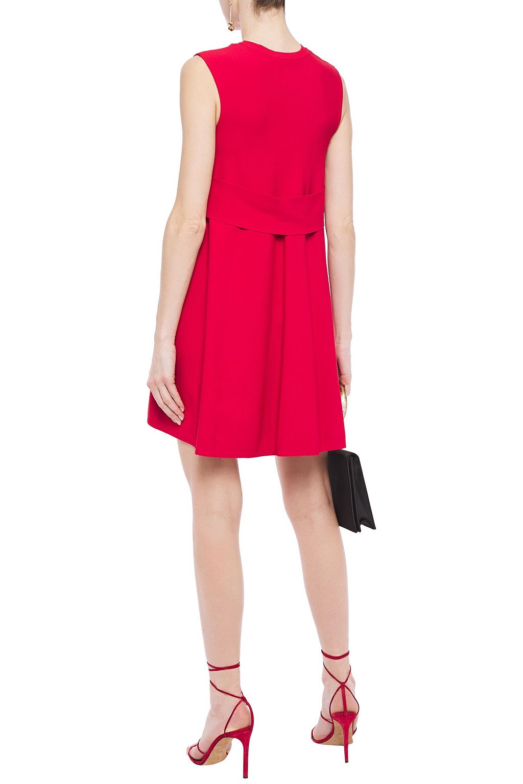 VALENTINO GARAVANI Corded lace-appliquéd two-tone stretch-knit mini dress