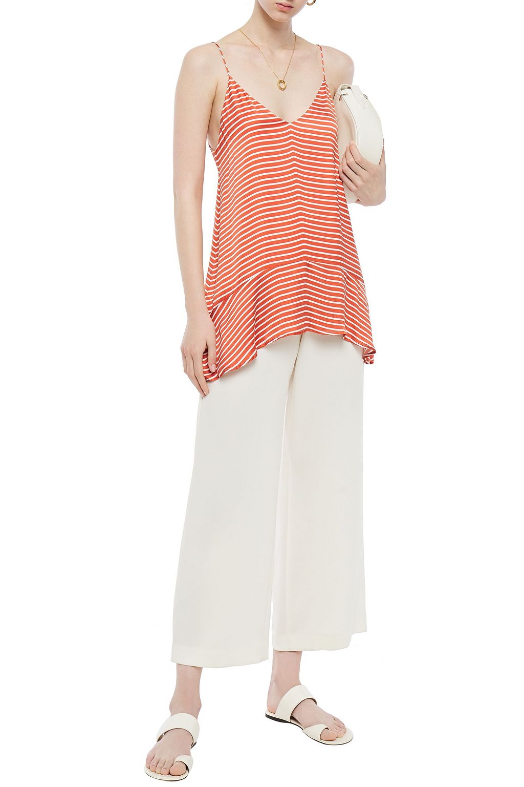 AMERICAN VINTAGE Akining asymmetric striped cupro camisole