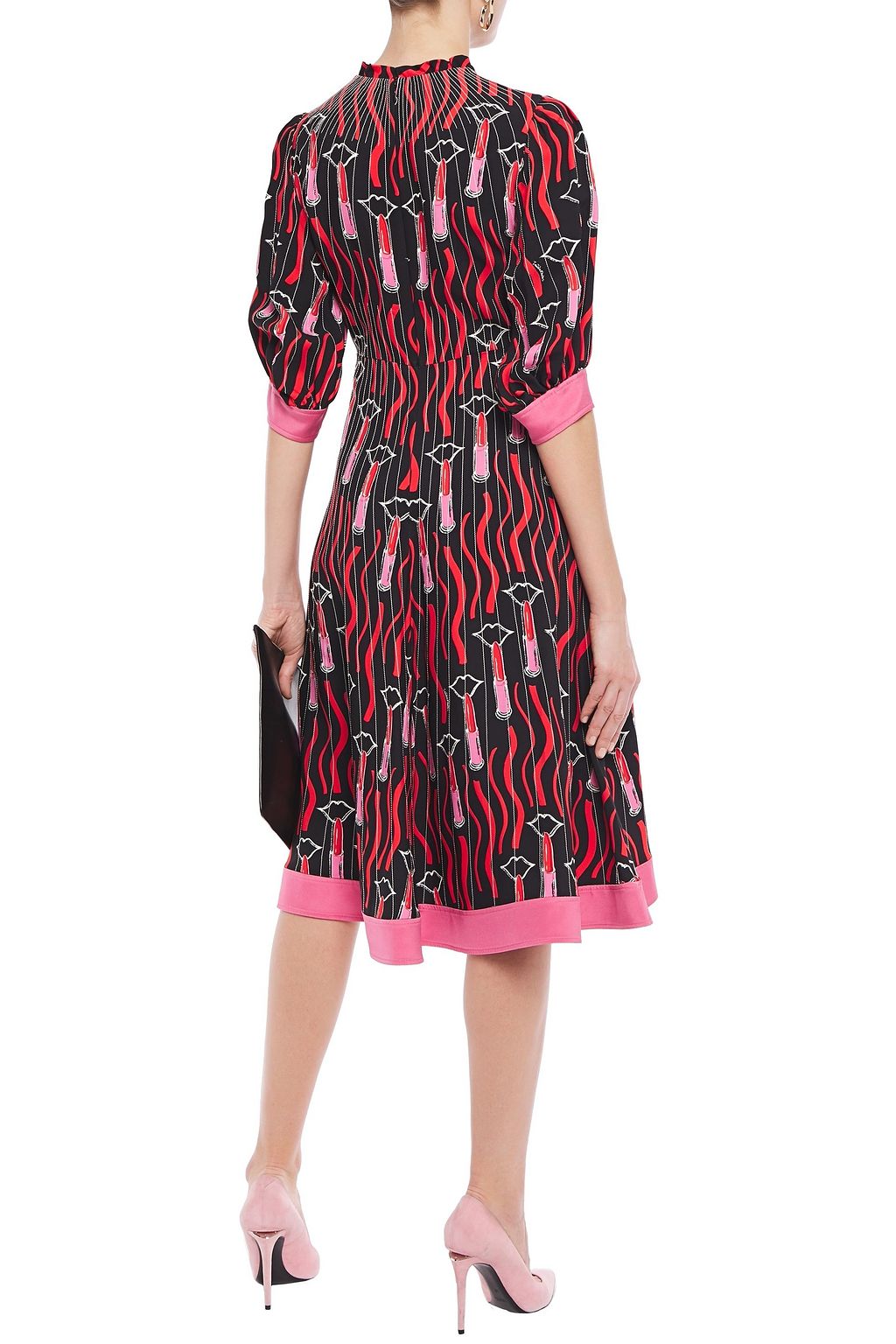 VALENTINO GARAVANI Ruffled printed crepe midi dress