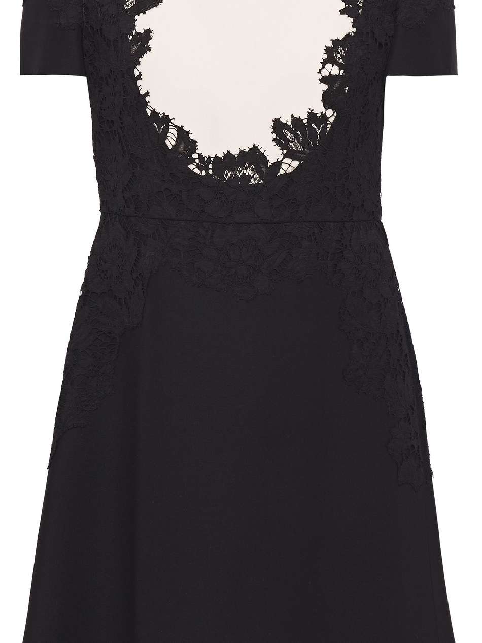 lace-trimmed cotton-blend cady mini dress