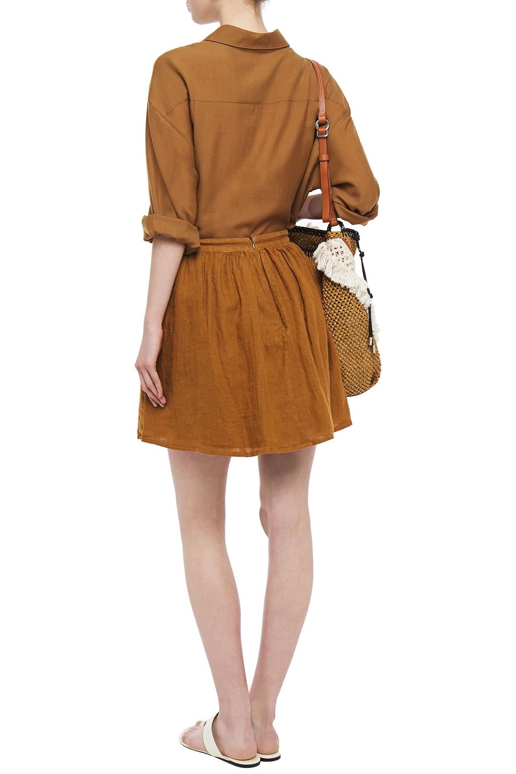 AMERICAN VINTAGE Ficobay gathered linen mini skirt