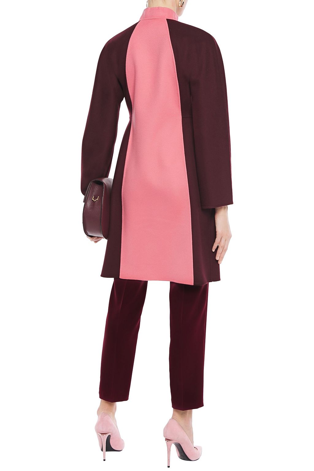VALENTINO GARAVANI Double-breasted two-tone wool and cashmere-blend felt coat