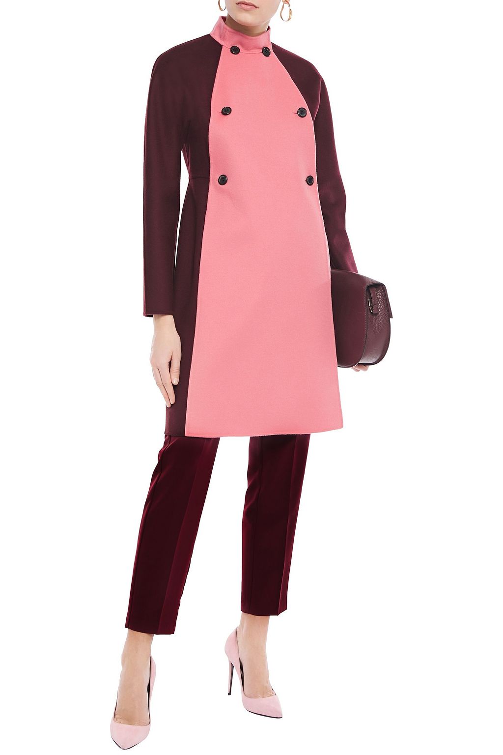 VALENTINO GARAVANI Double-breasted two-tone wool and cashmere-blend felt coat