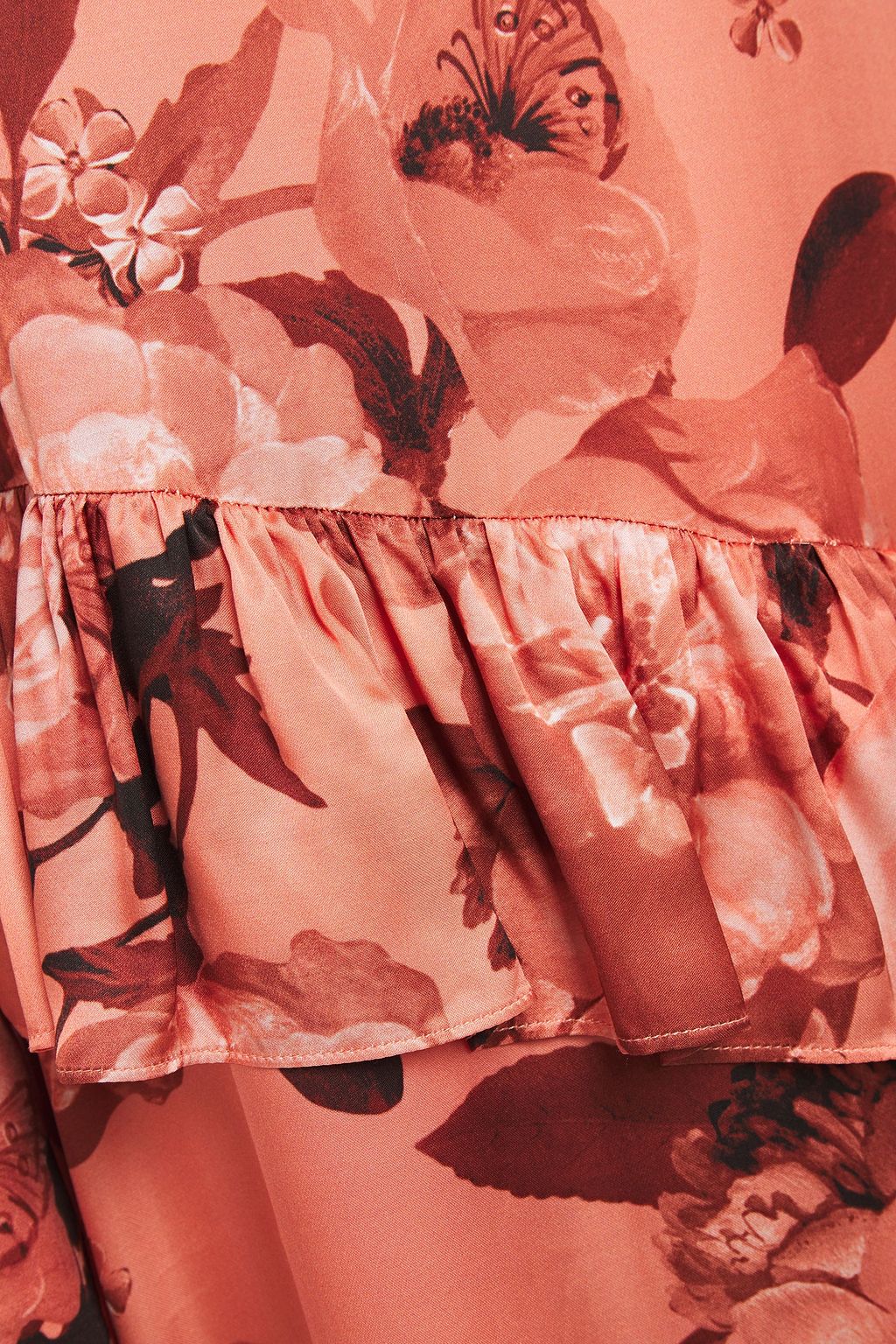 MOTHER OF PEARL Alba floral-print satin peplum midi dress