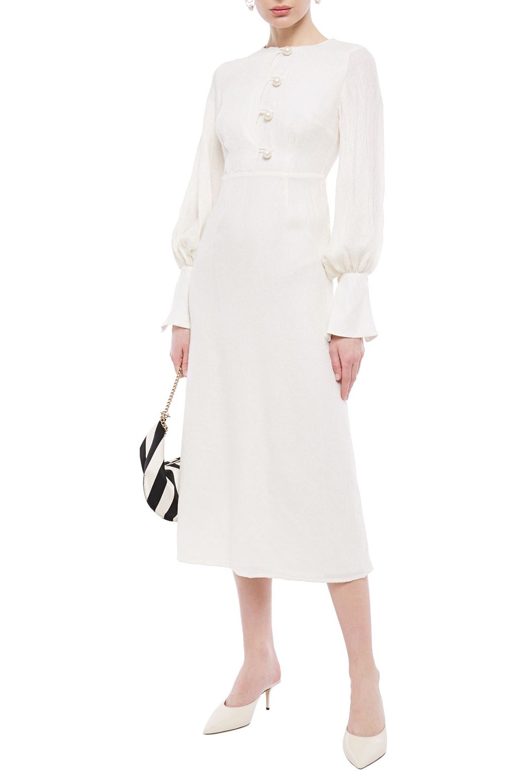 MOTHER OF PEARL Jenna faux pearl-embellished jacquard midi dress