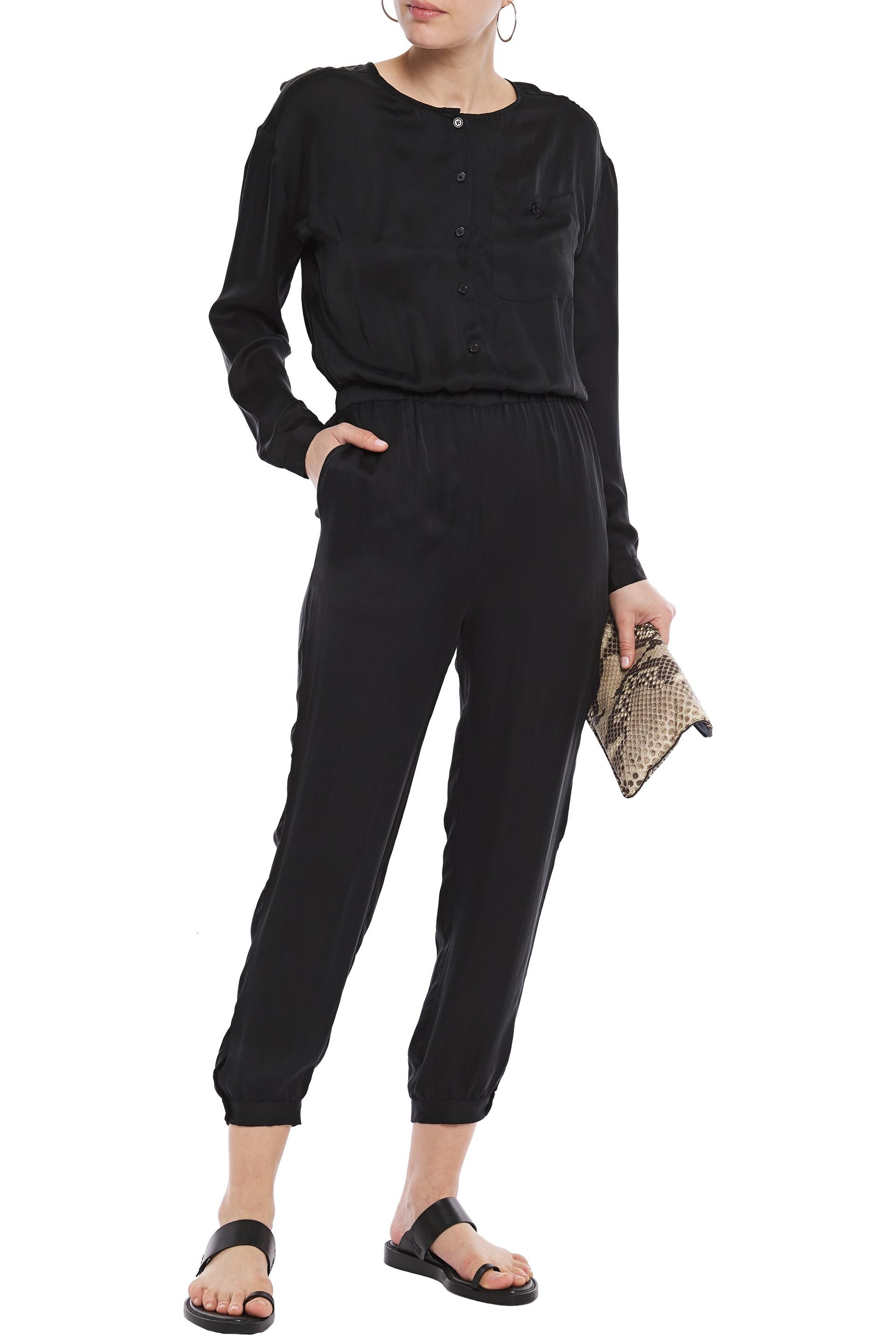 American Vintage Akining cropped washed-cupro jumpsuit