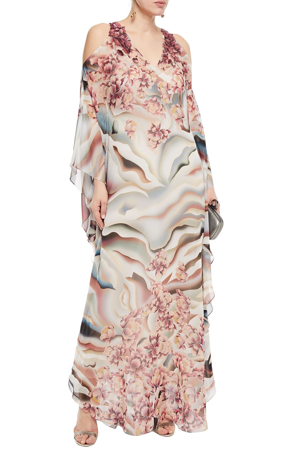 cold shoulder embellished dress