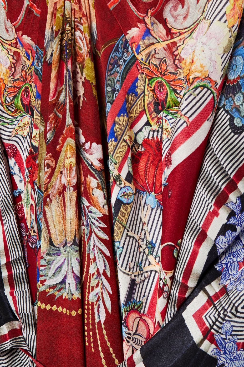 CAMILLA Tie-front embellished printed silk crepe de chine kaftan