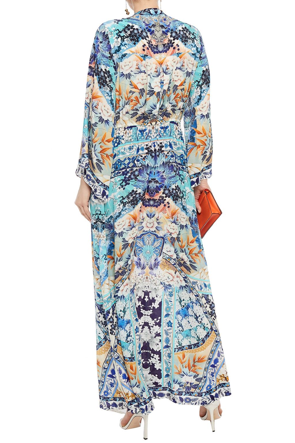 CAMILLA Crystal-embellished printed silk crepe de chine maxi dress