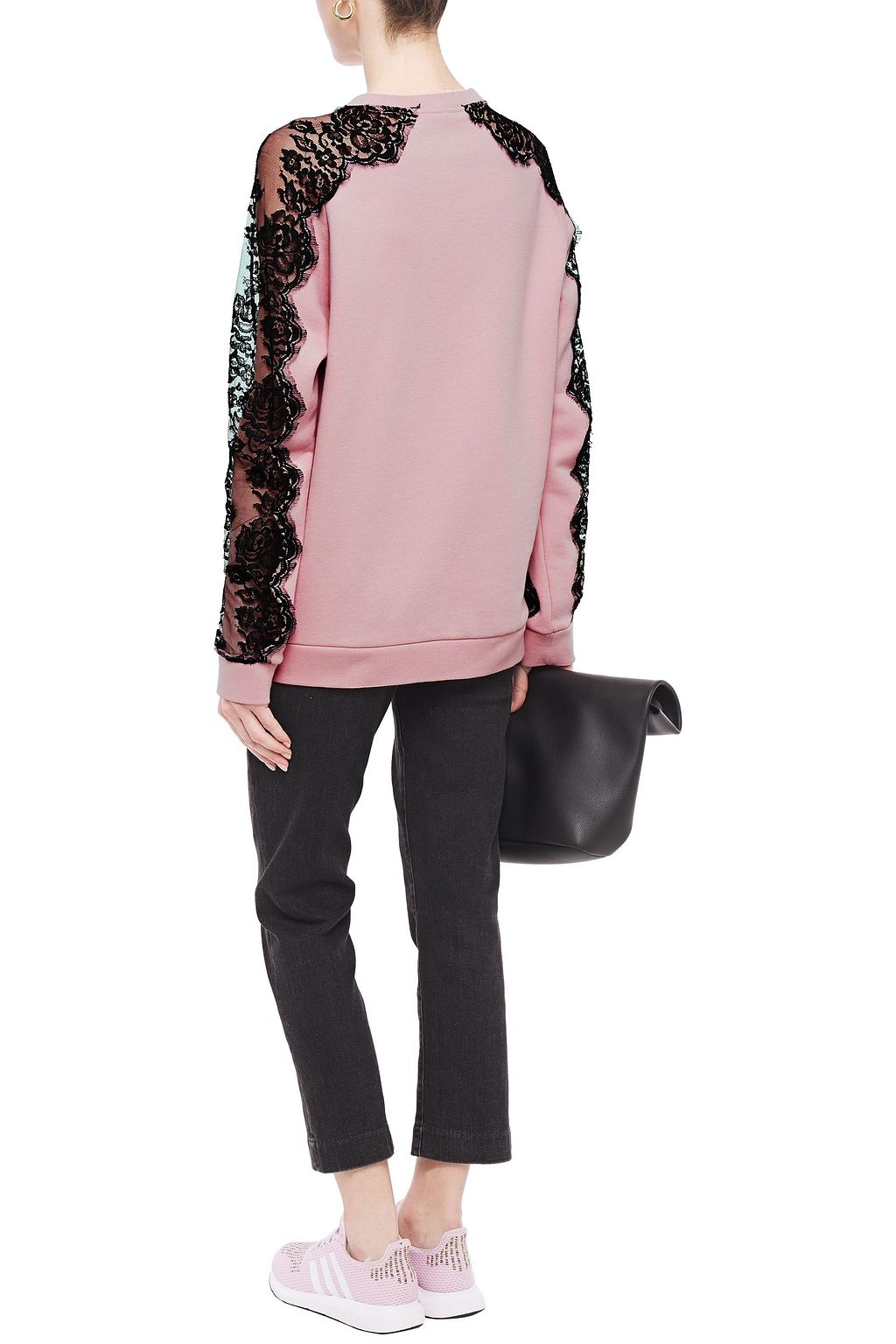 ADIDAS BY STELLA MCCARTNEY Lace-paneled printed French cotton-terry sweatshirt