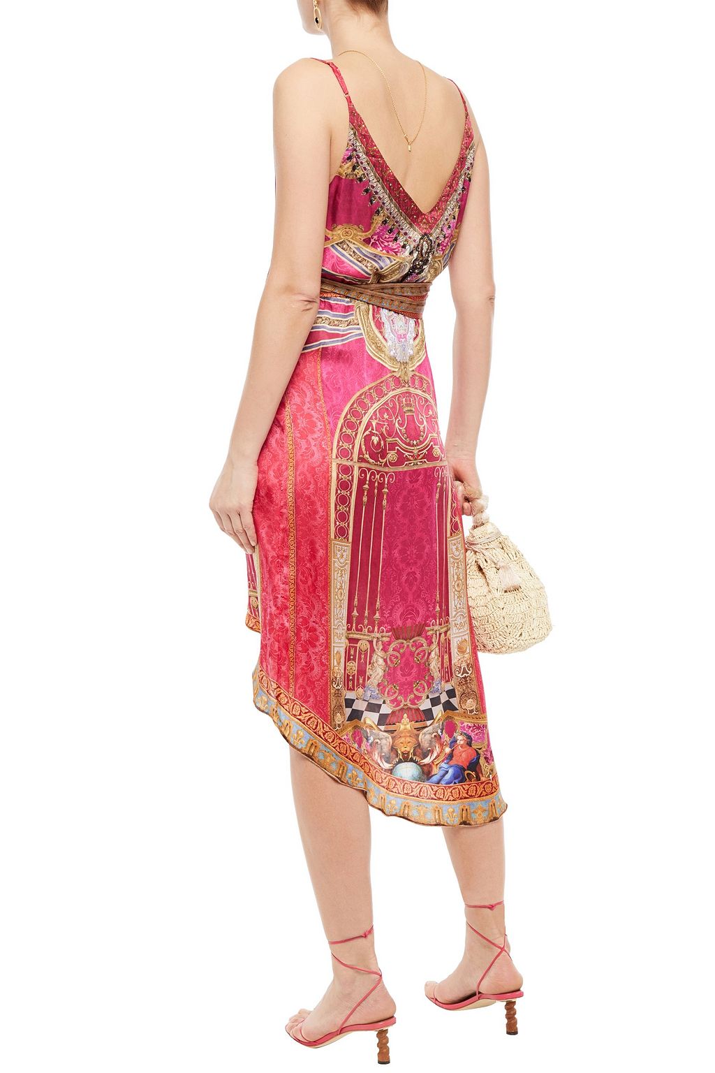 CAMILLA Crystalembellished printed silksatin mini wrap dress Sale