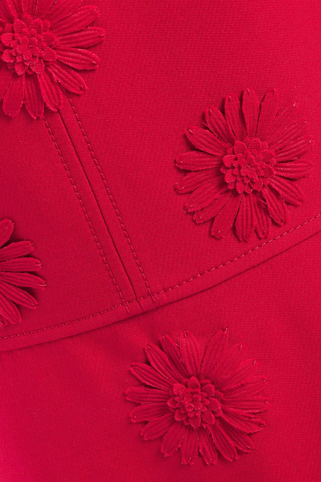 VALENTINO GARAVANI Floral-appliquéd wool and silk-blend midi dress