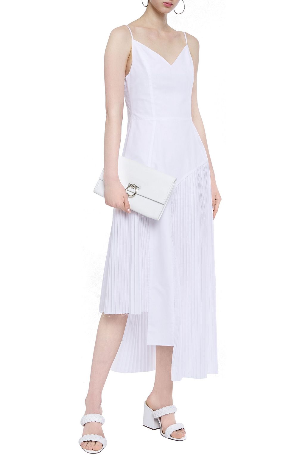 EACH X OTHER Asymmetric pleated poplin midi dress