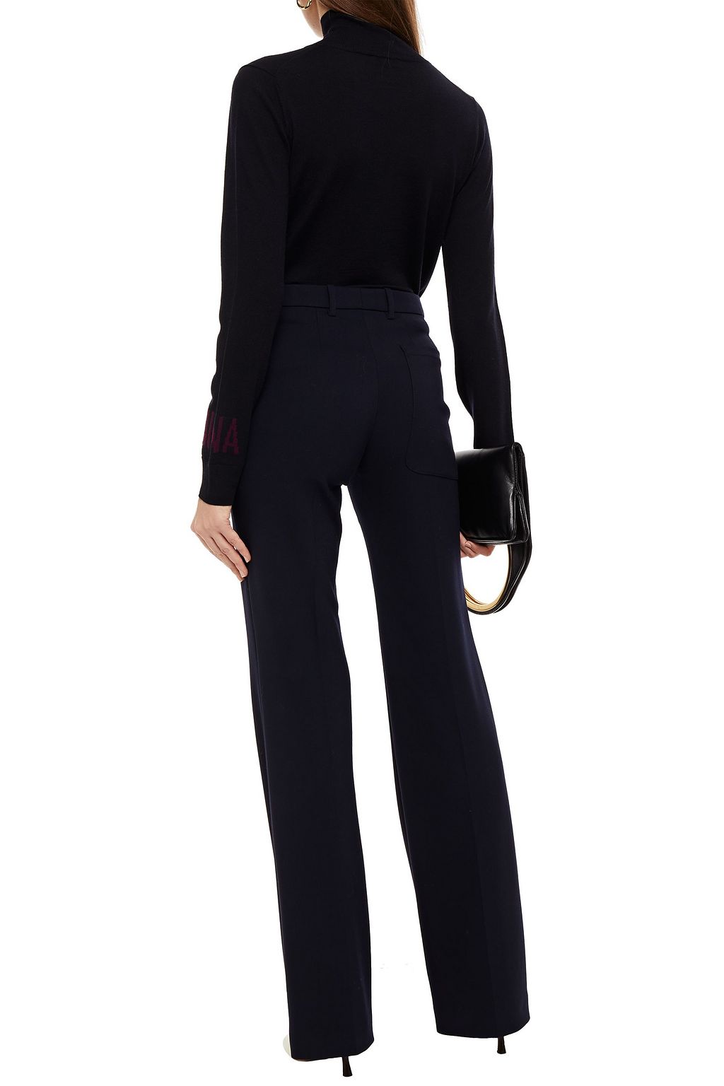 NINA RICCI Jacquard-trimmed wool turtleneck sweater