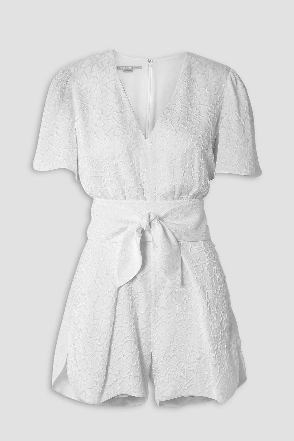 Stella Mccartney Lila Belted Silk-blend Cloqué Playsuit In White