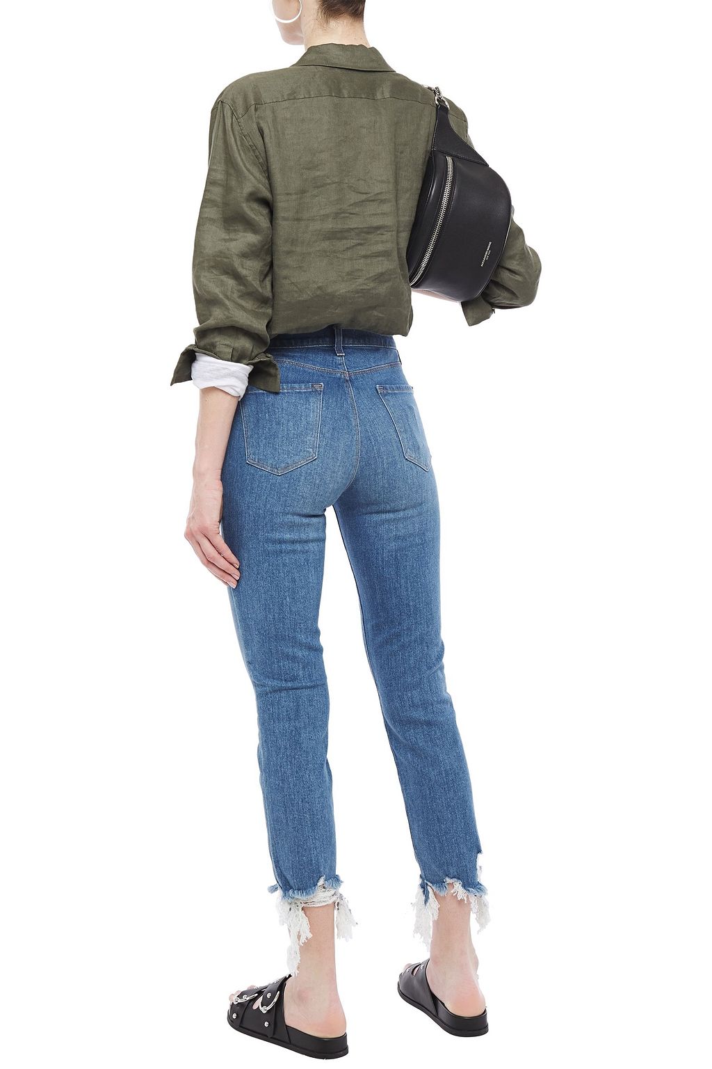 J BRAND Ruby cropped distressed high-rise slim-leg jeans
