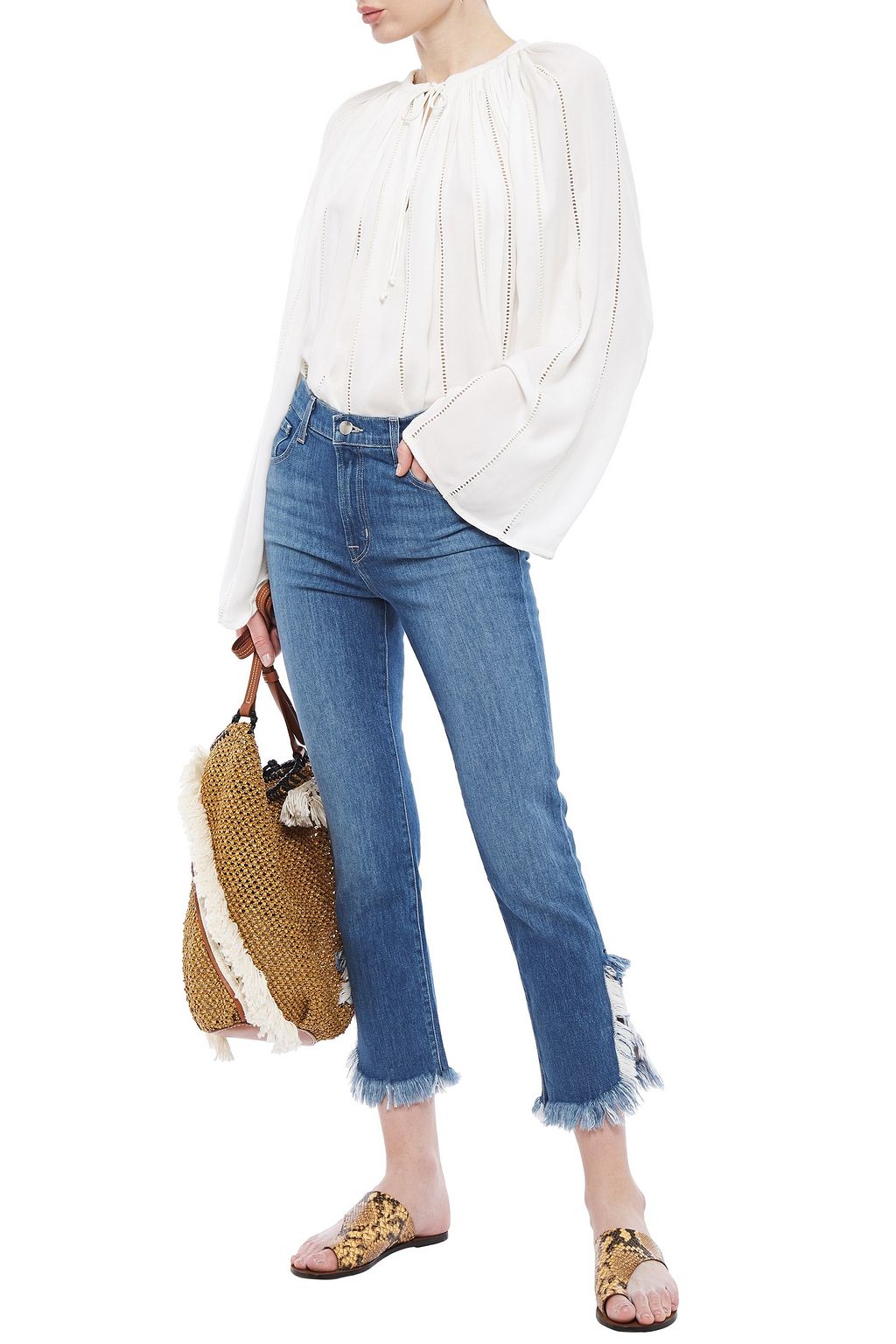 J BRAND Ruby cropped distressed high-rise slim-leg jeans