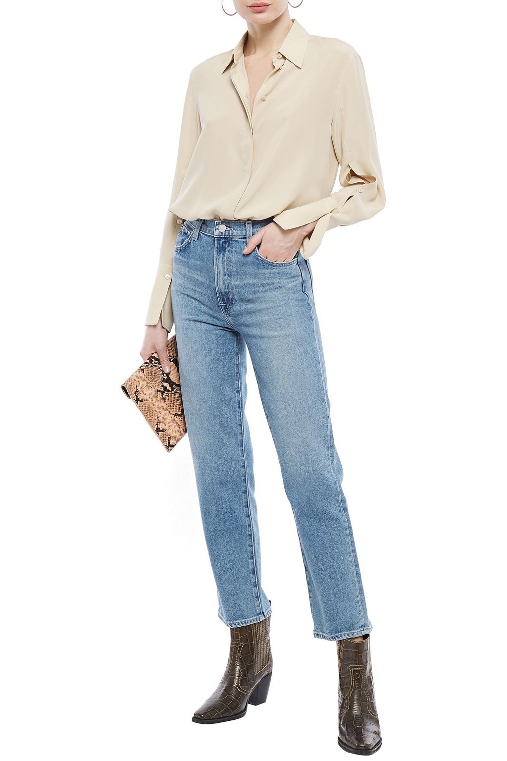 J BRAND Faded high-rise straight-leg jeans | THE OUTNET