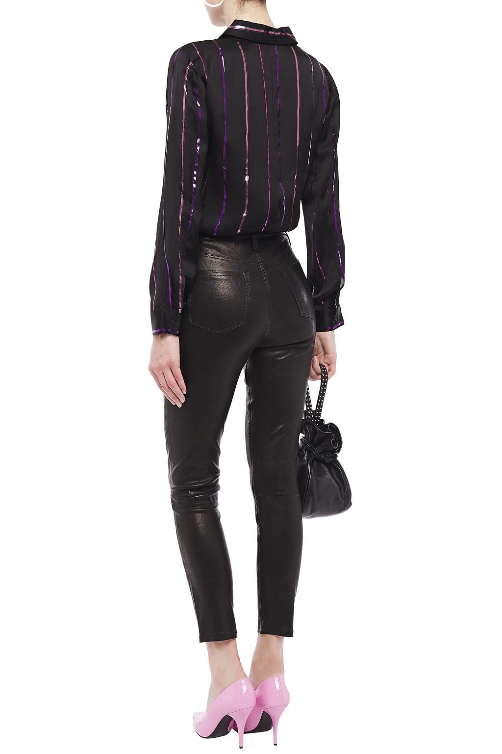 J BRAND Metallic striped satin shirt