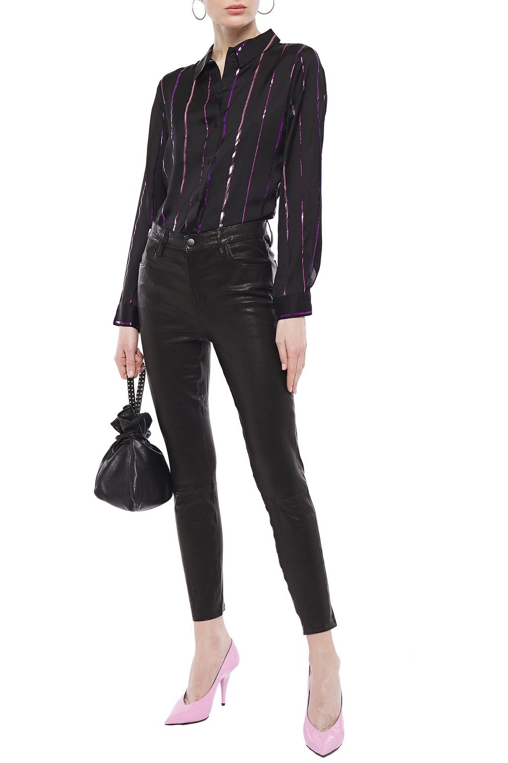 J BRAND Metallic striped satin shirt