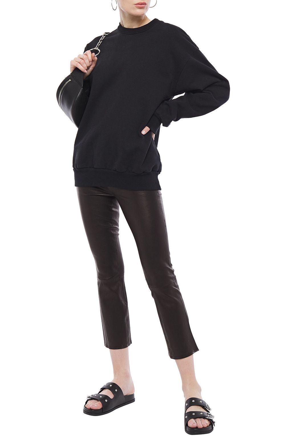 J BRAND Cropped stretch-leather bootcut pants