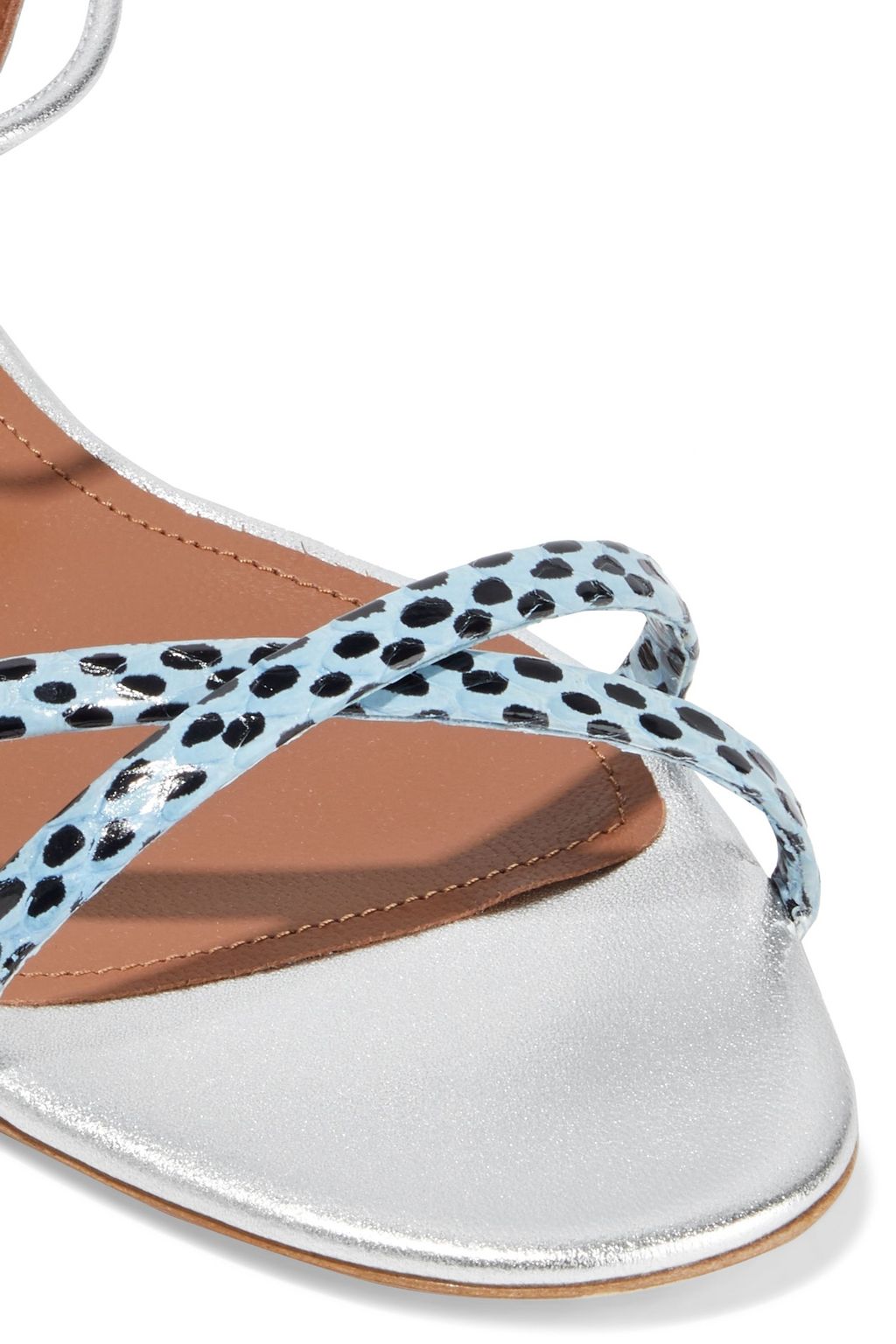 MALONE SOULIERS Darlene metallic smooth and snake-effect leather and elaphe sandals